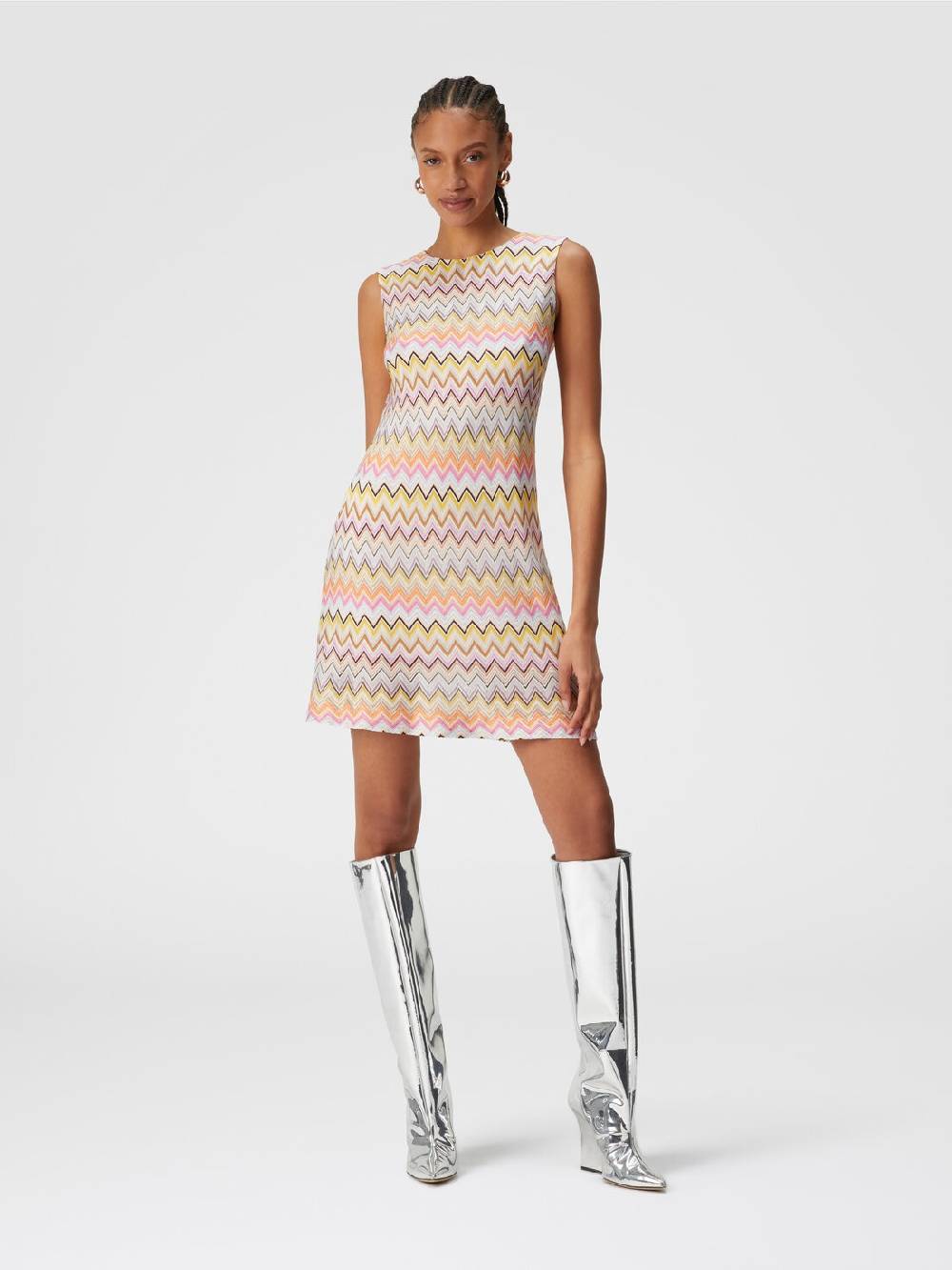 M Missoni Mini-abito senza maniche in viscosa zig zag