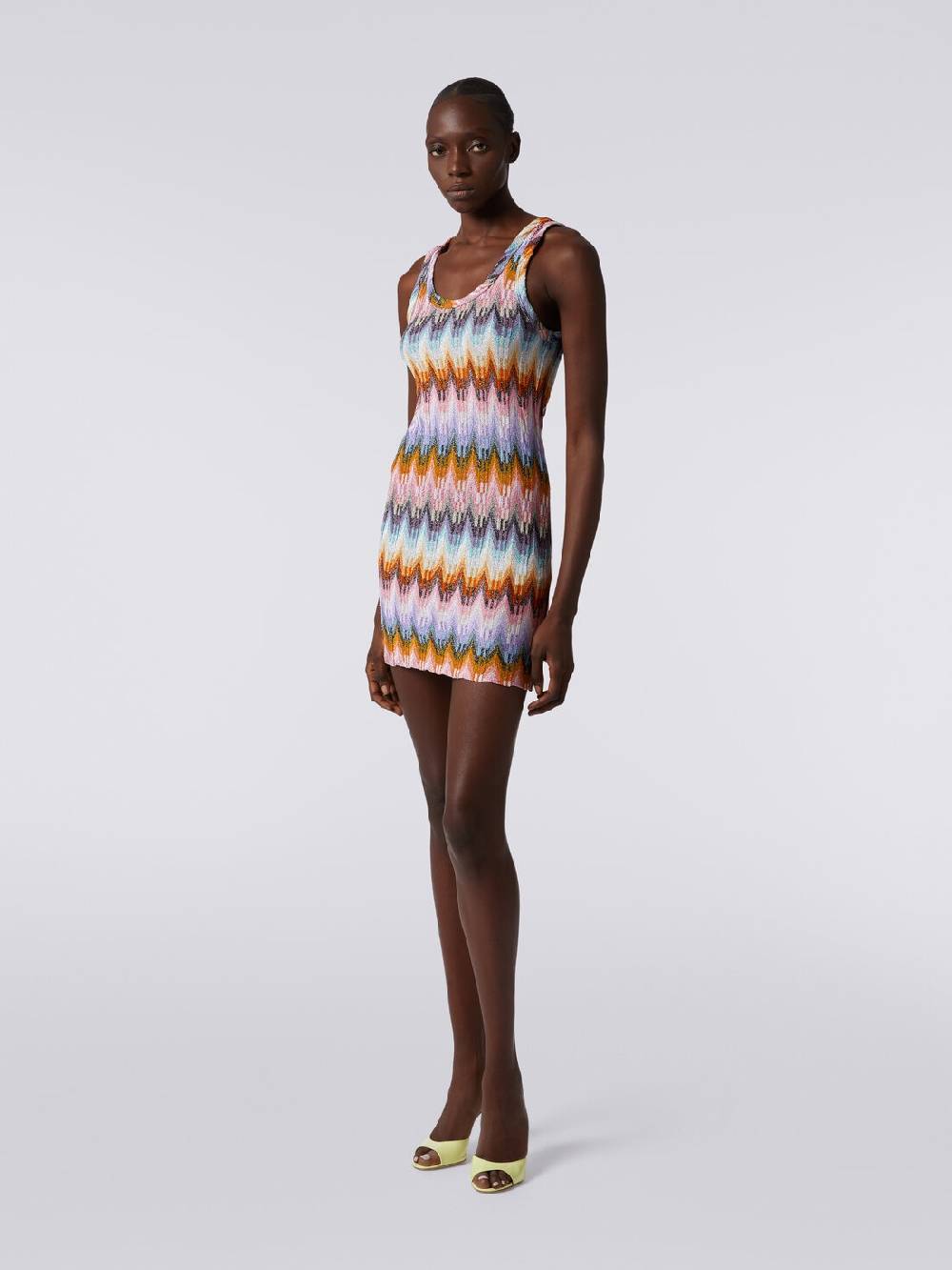 M Missoni Mini-abito Smanicato In Viscosa Zig Zag Con Lurex