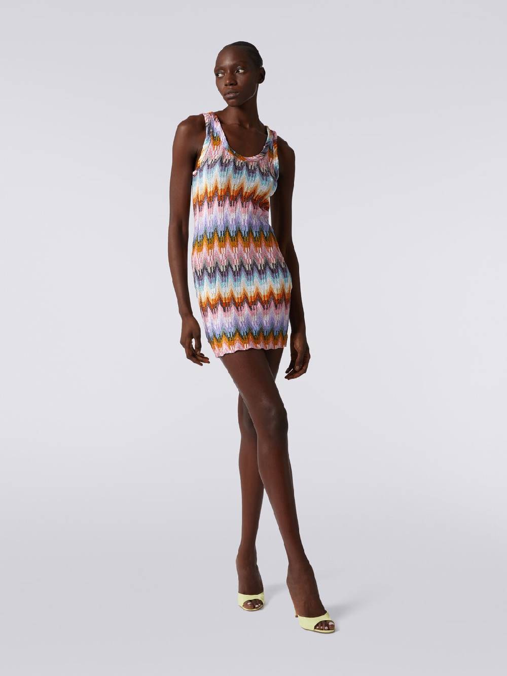 M Missoni Mini-abito smanicato in viscosa zig zag con lurex