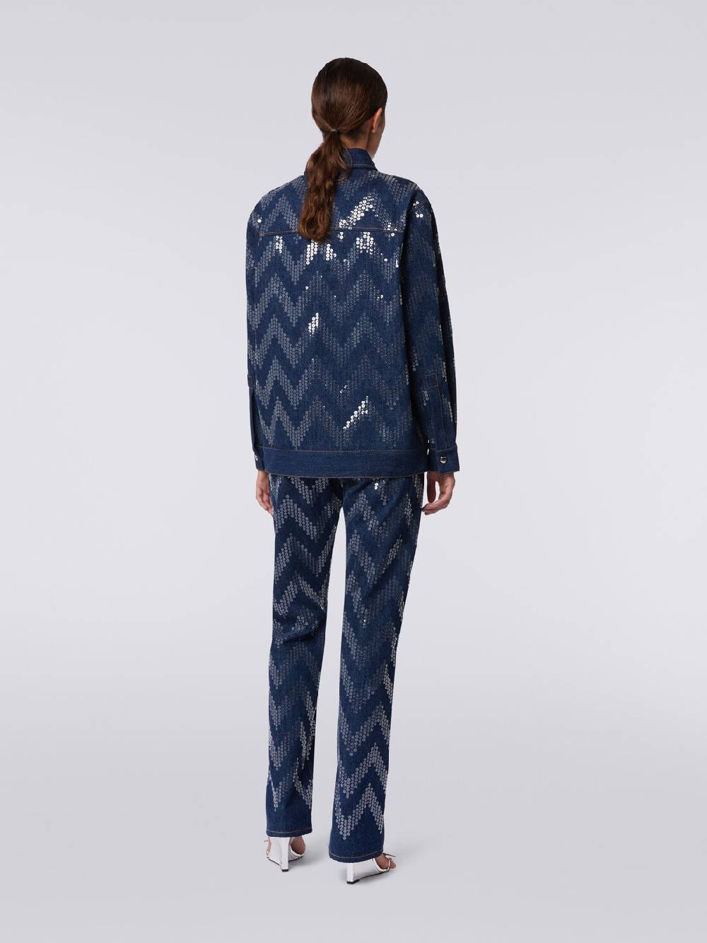 M Missoni Overshirt In Denim Con Applicazione Di Paillettes