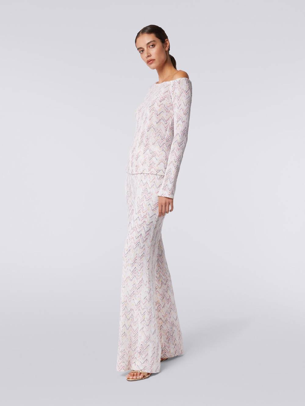 M Missoni Pantaloni A Palazzo In Lana E Viscosa Zig Zag