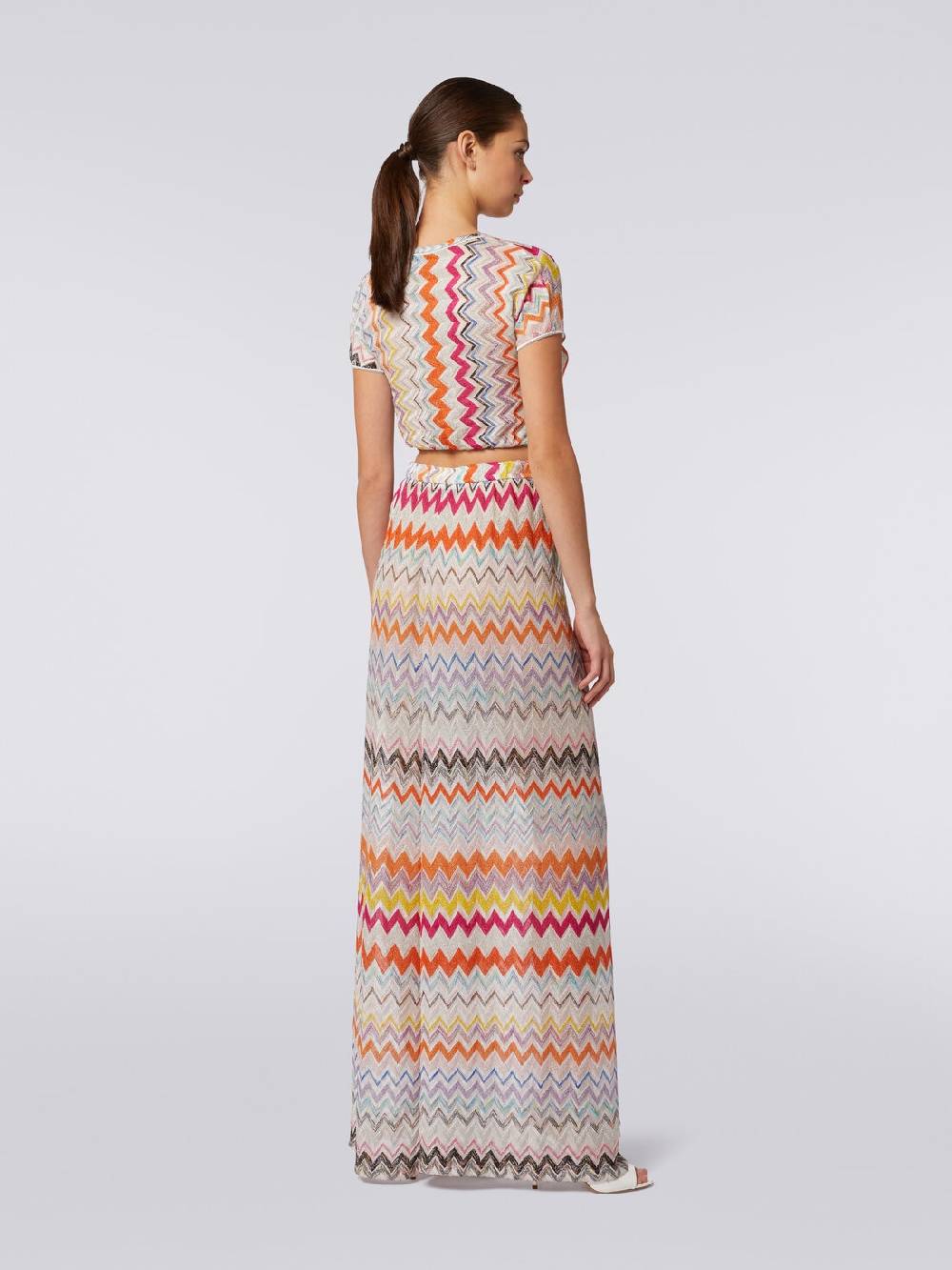 M Missoni Pantaloni A Palazzo In Misto Viscosa Chevron Lamé