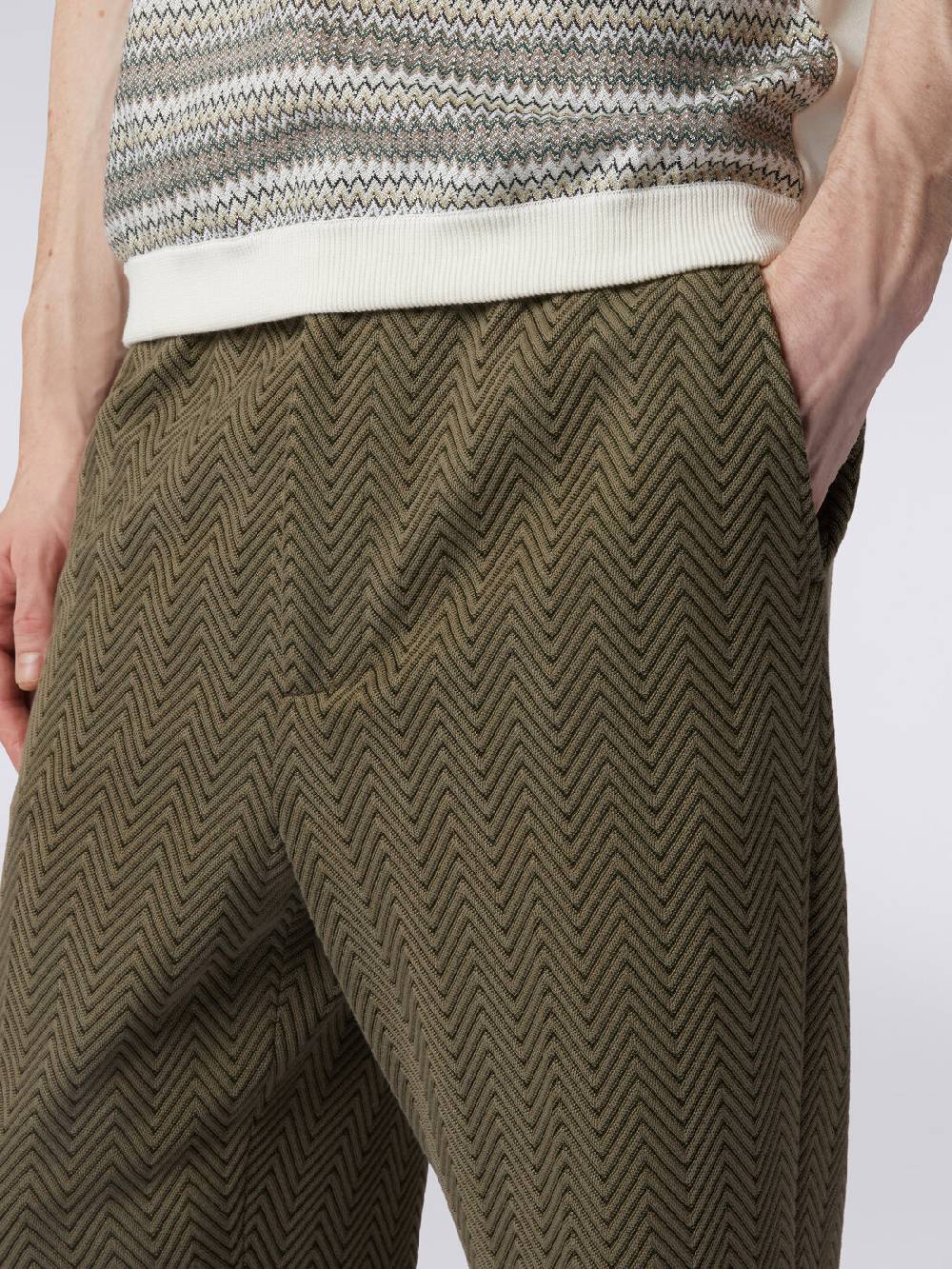 M Missoni Pantaloni Classici In Cotone E Viscosa Zig Zag