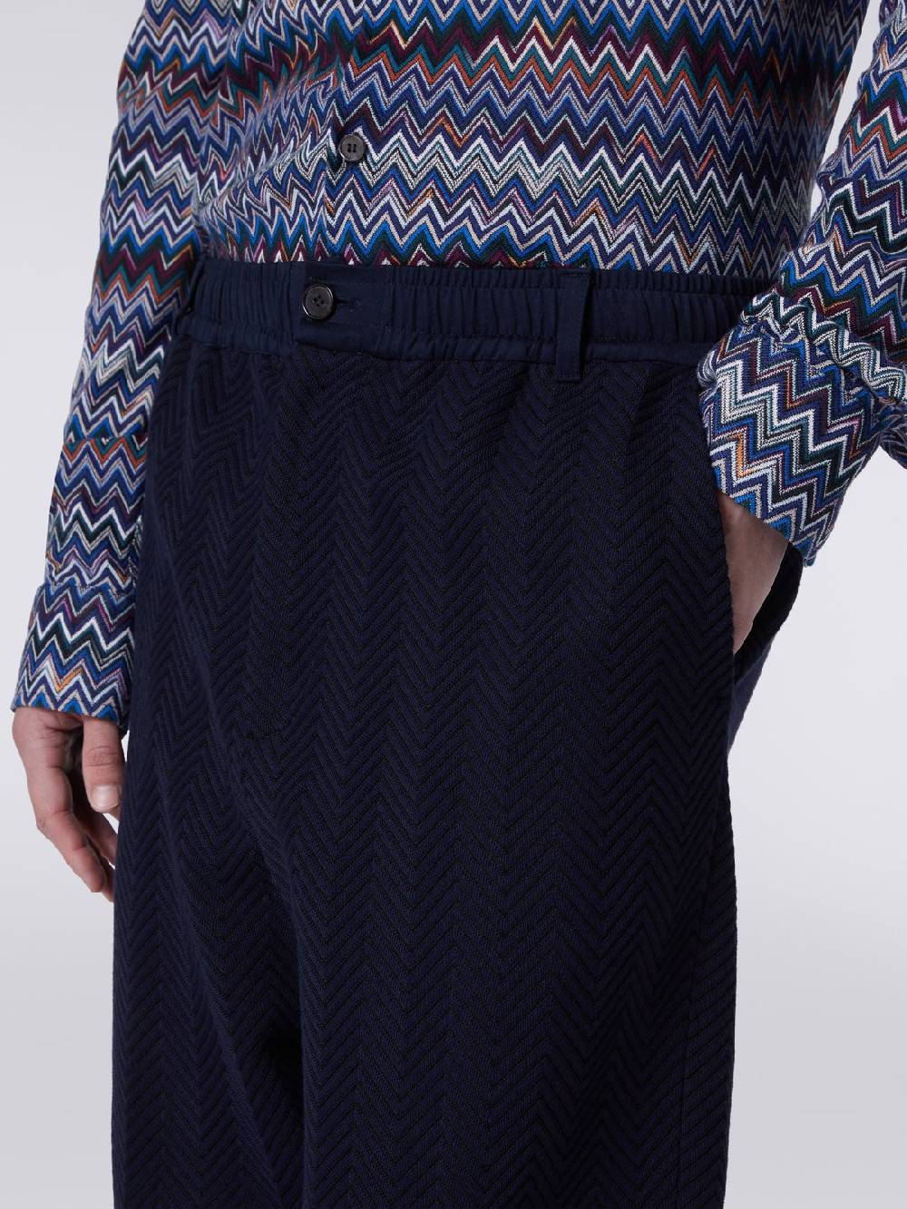 M Missoni Pantaloni Classici In Cotone E Viscosa Zig Zag
