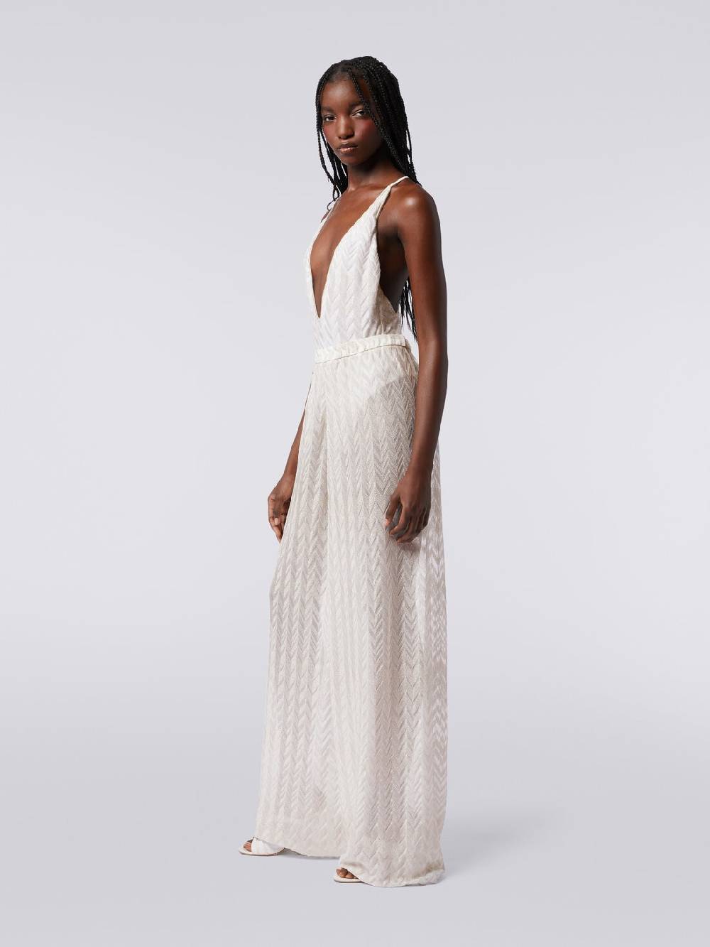 M Missoni Pantaloni Copricostume Con Chevron Tono Su Tono Lamé