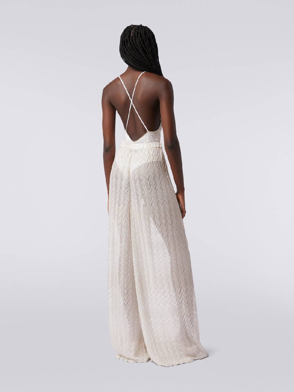 M Missoni Pantaloni Copricostume Con Chevron Tono Su Tono Lamé