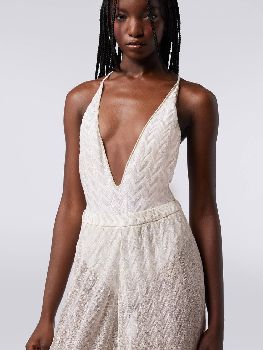 M Missoni Pantaloni Copricostume Con Chevron Tono Su Tono Lamé