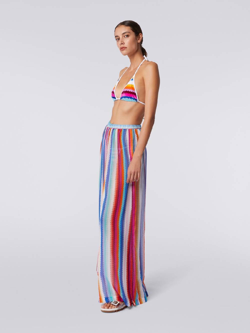 M Missoni Pantaloni Copricostume In Cotone E Seta Zig Zag