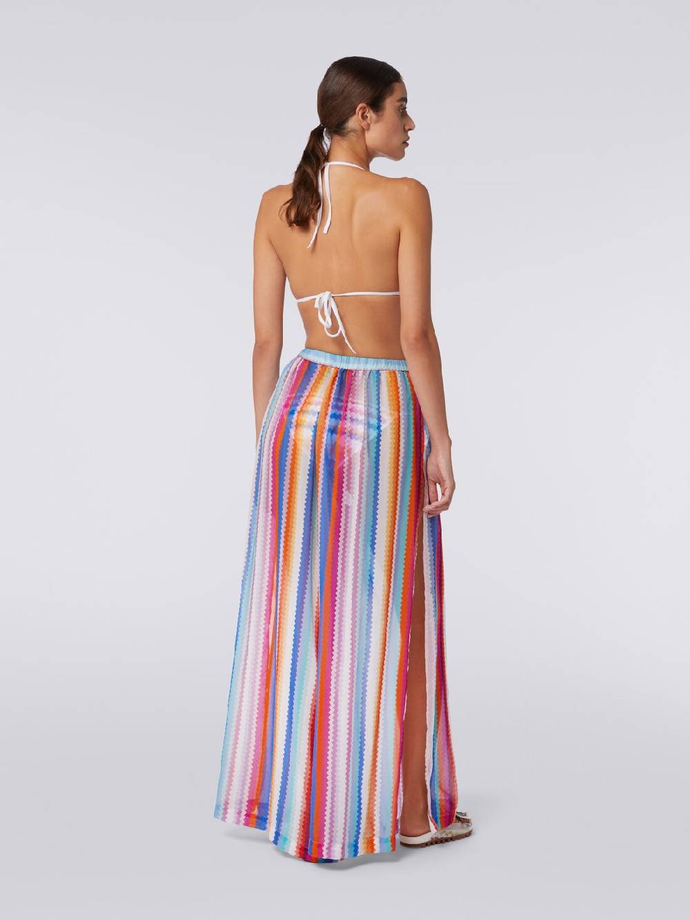M Missoni Pantaloni Copricostume In Cotone E Seta Zig Zag