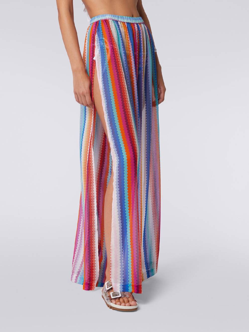 M Missoni Pantaloni Copricostume In Cotone E Seta Zig Zag