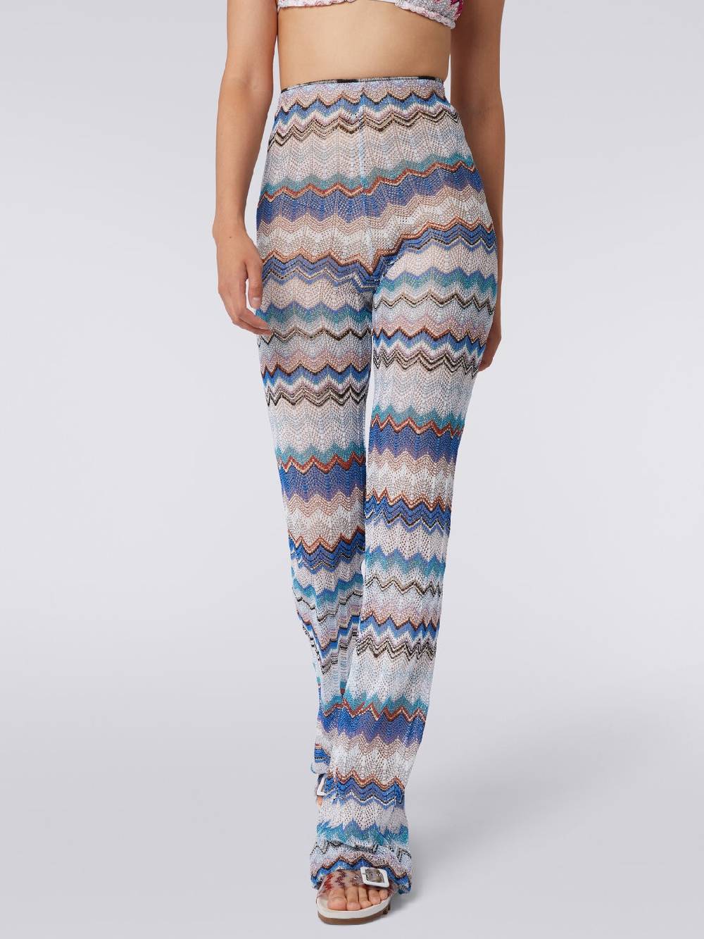 M Missoni Pantaloni Copricostume In Crochet Zig Zag Con Lurex