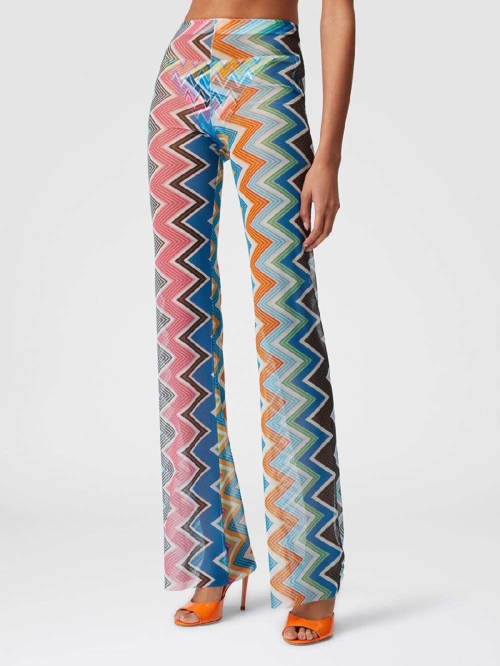 M Missoni Pantaloni Copricostume In Tulle Stampa Zig Zag