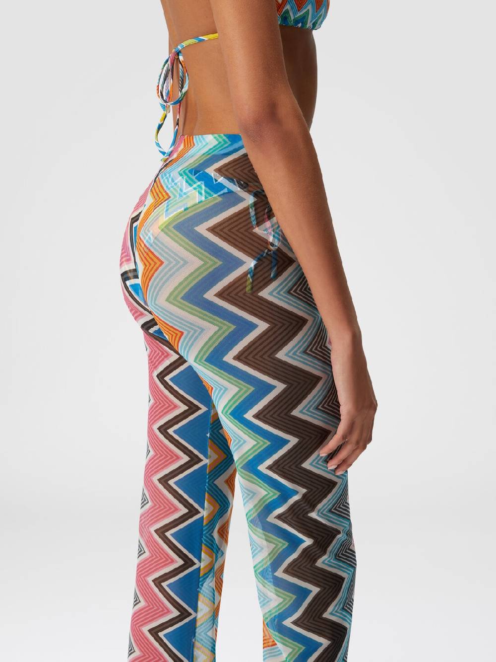 M Missoni Pantaloni Copricostume In Tulle Stampa Zig Zag
