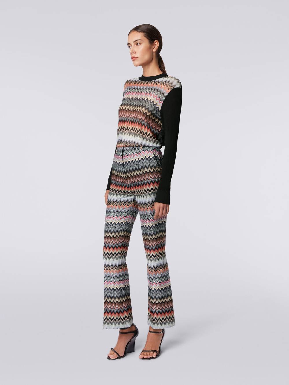 M Missoni Pantaloni Cropped In Cotone E Viscosa Zig Zag