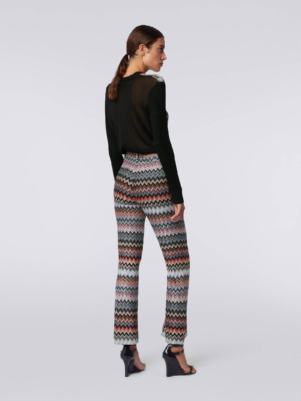 M Missoni Pantaloni Cropped In Cotone E Viscosa Zig Zag