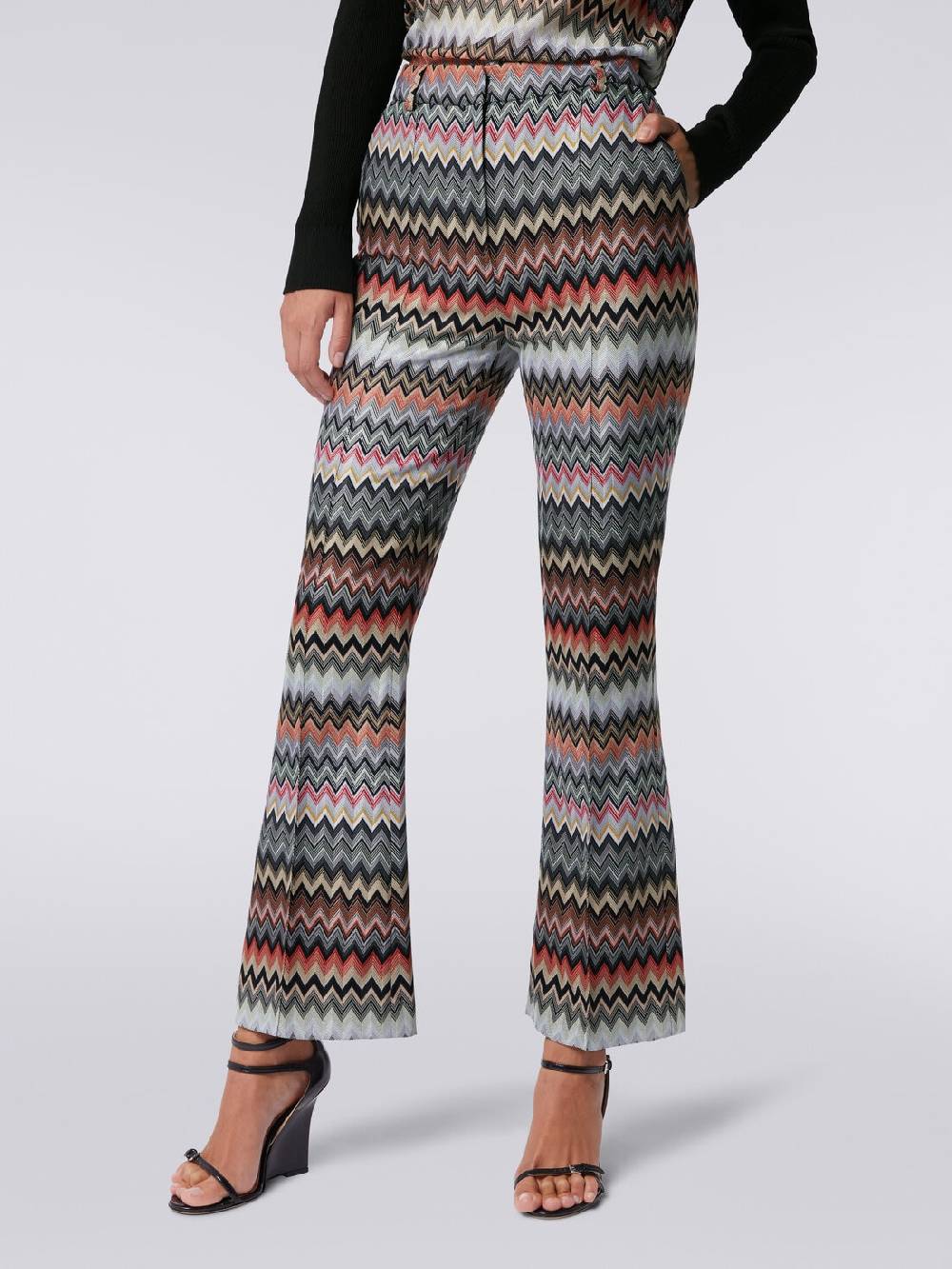 M Missoni Pantaloni Cropped In Cotone E Viscosa Zig Zag