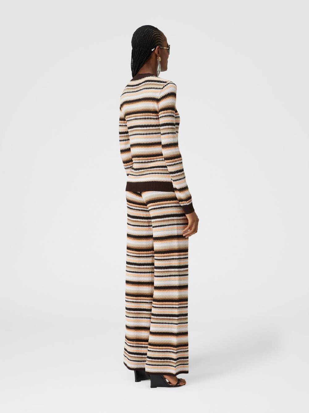 M Missoni Pantaloni Dritti In Maglia Rigata Di Cotone E Viscosa