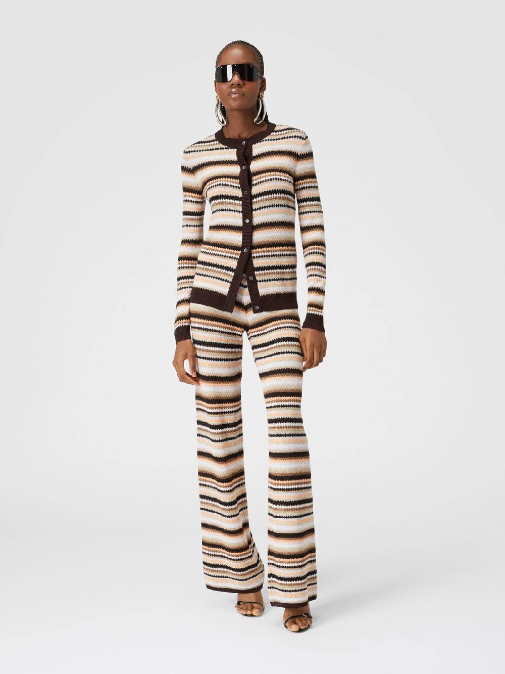 M Missoni Pantaloni dritti in maglia rigata di cotone e viscosa