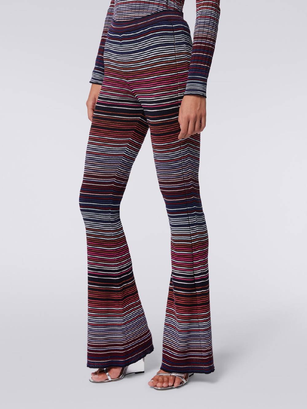 M Missoni Pantaloni Flare In Maglia Di Cotone E Viscosa A Righe