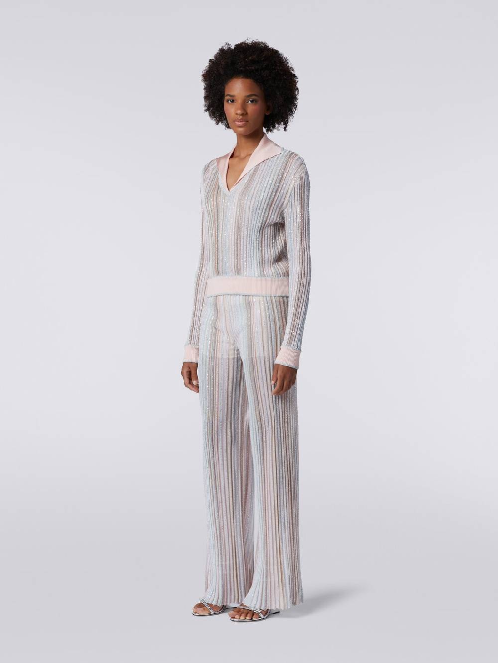 M Missoni Pantaloni In Maglia A Righe Verticali Con Paillettes