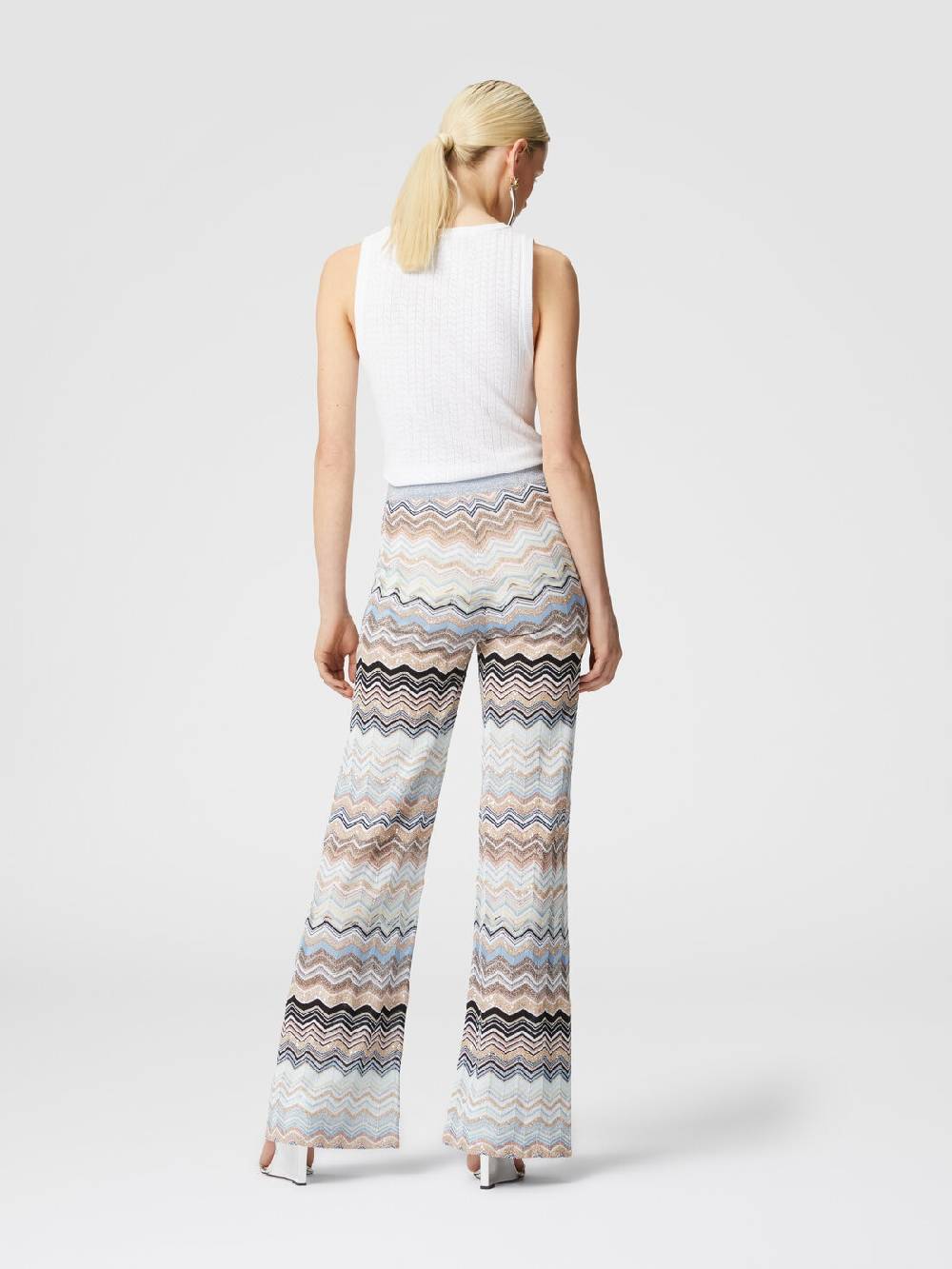 M Missoni Pantaloni In Maglia Chevron Lamé Con Paillettes