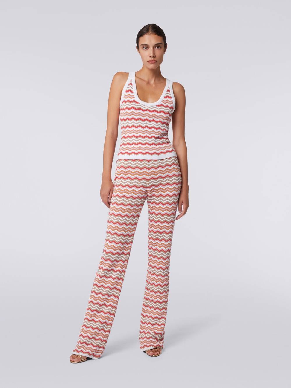 M Missoni Pantaloni in maglia di cotone e viscosa zig zag