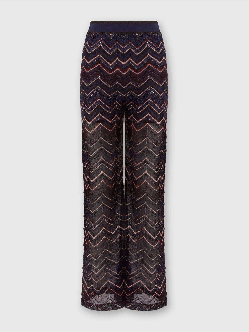 M Missoni Pantaloni In Maglia Zig Zag Con Lurex E Paillettes
