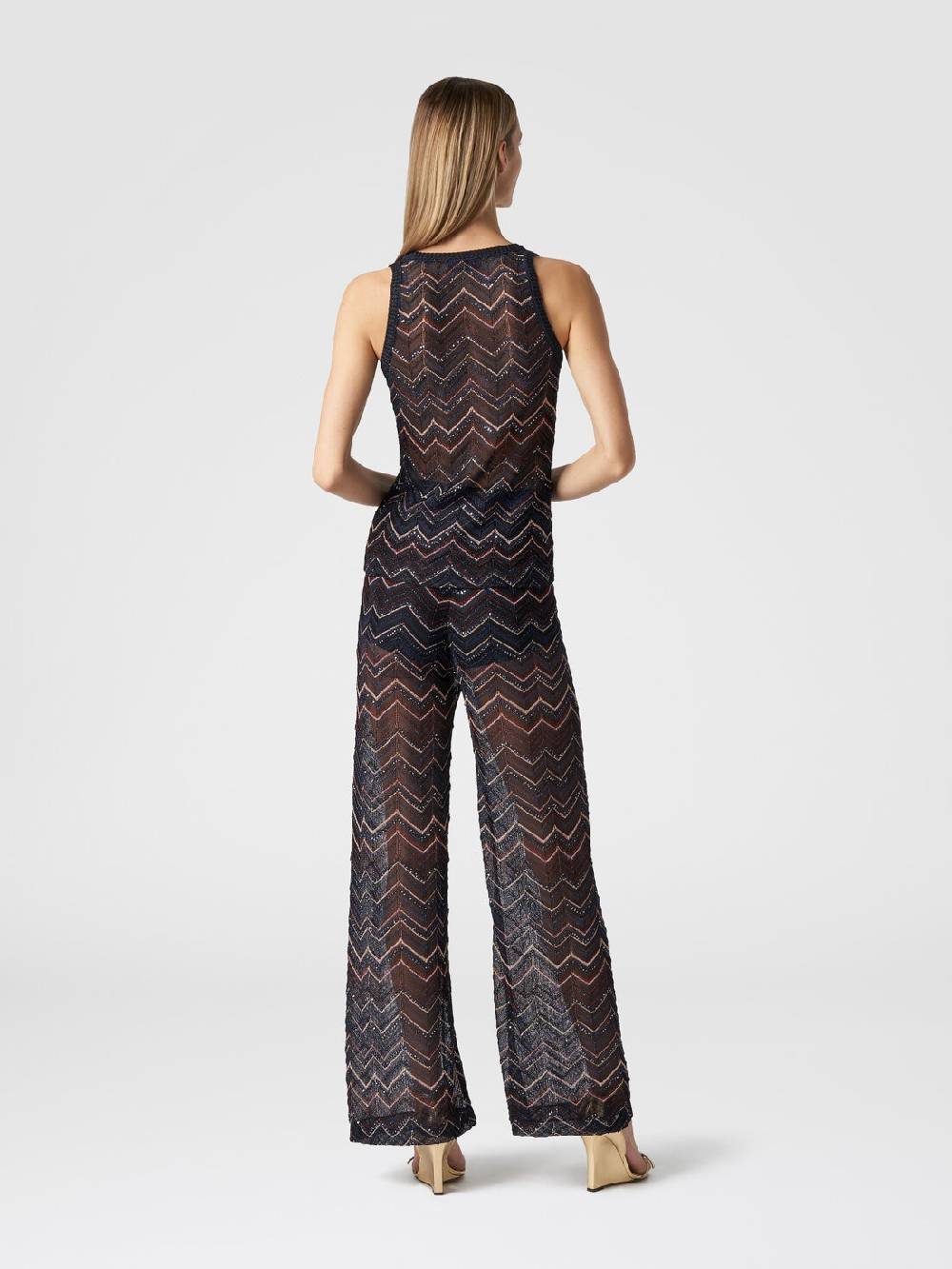 M Missoni Pantaloni In Maglia Zig Zag Con Lurex E Paillettes