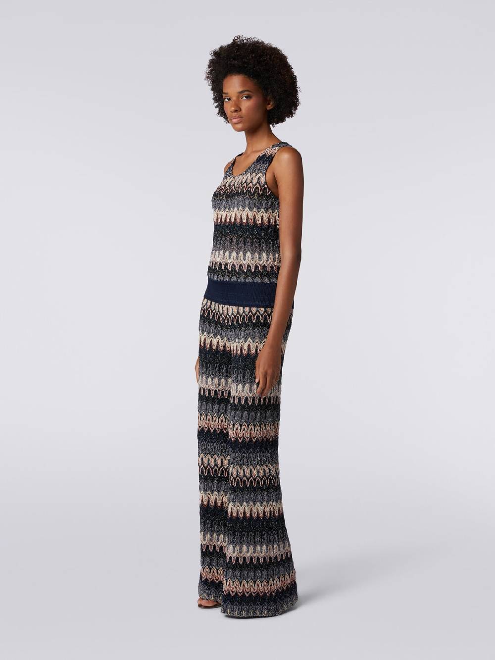 M Missoni Pantaloni In Misto Viscosa Lamé A Onde Effetto Pizzo