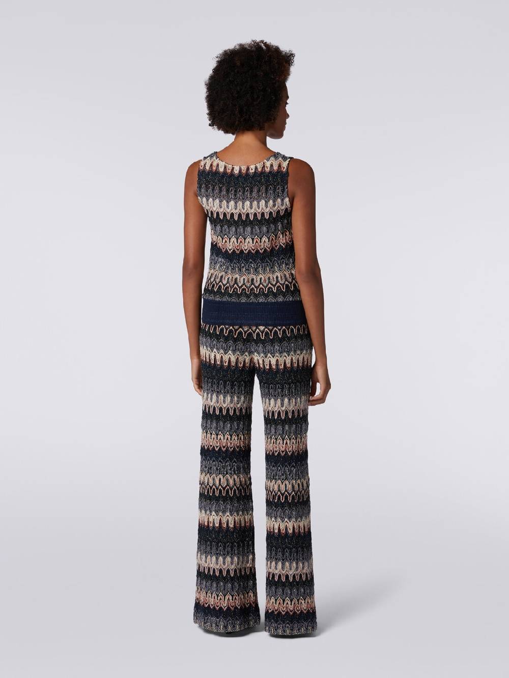 M Missoni Pantaloni In Misto Viscosa Lamé A Onde Effetto Pizzo