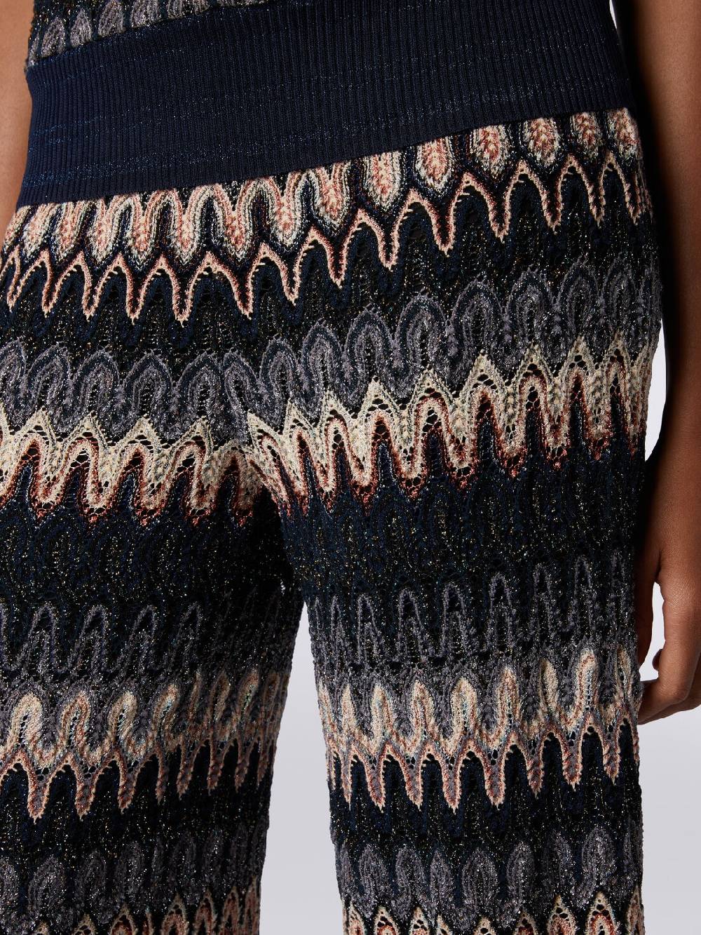M Missoni Pantaloni In Misto Viscosa Lamé A Onde Effetto Pizzo