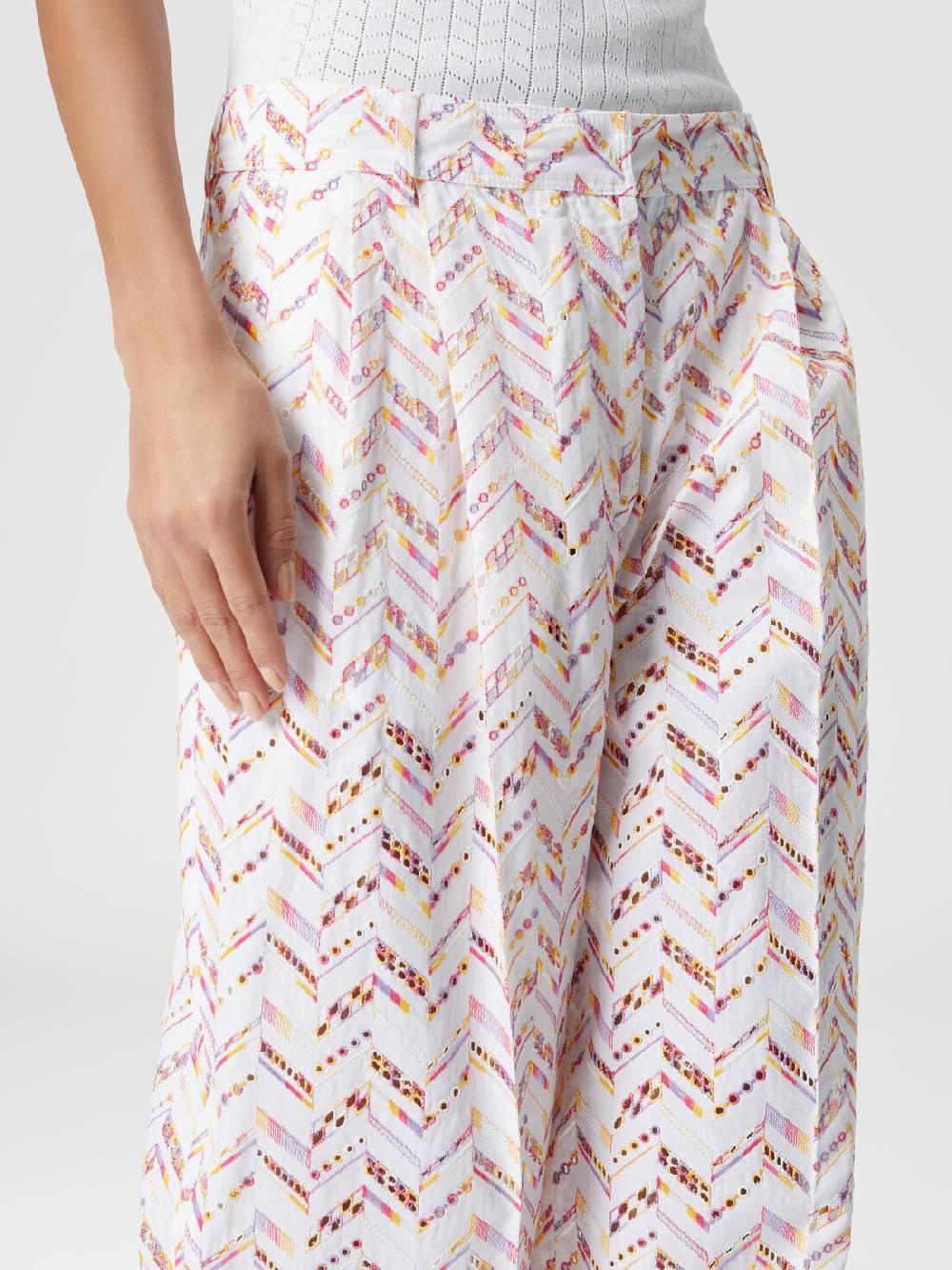 M Missoni Pantaloni In Popeline Di Cotone Con Pizzo Sangallo