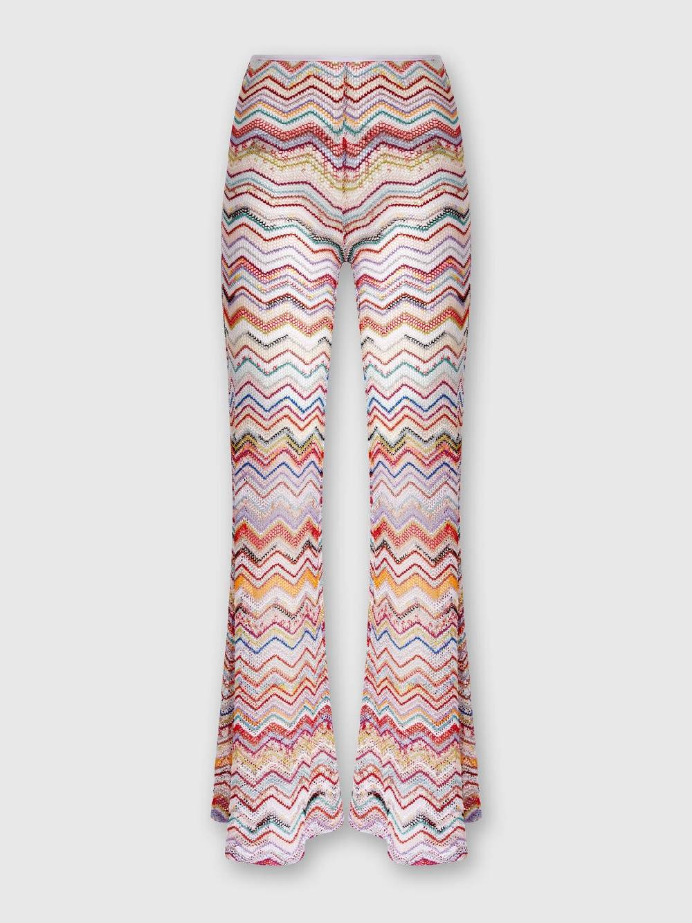 M Missoni Pantaloni Svasati In Crochet Zig Zag Con Lurex
