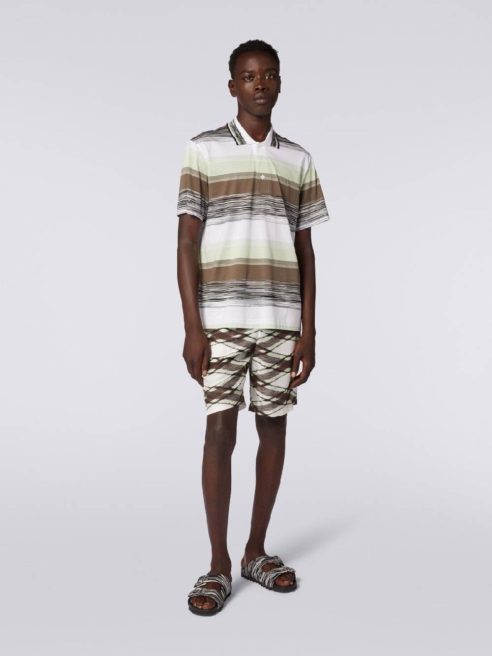 M Missoni Polo a maniche corte in jersey di cotone fiammato