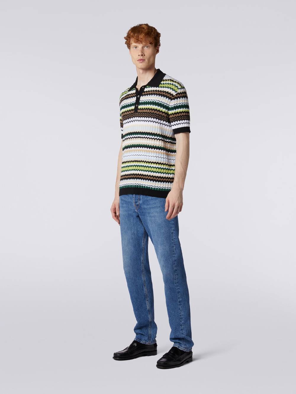 M Missoni Polo A Maniche Corte In Maglia Di Cotone Zig Zag