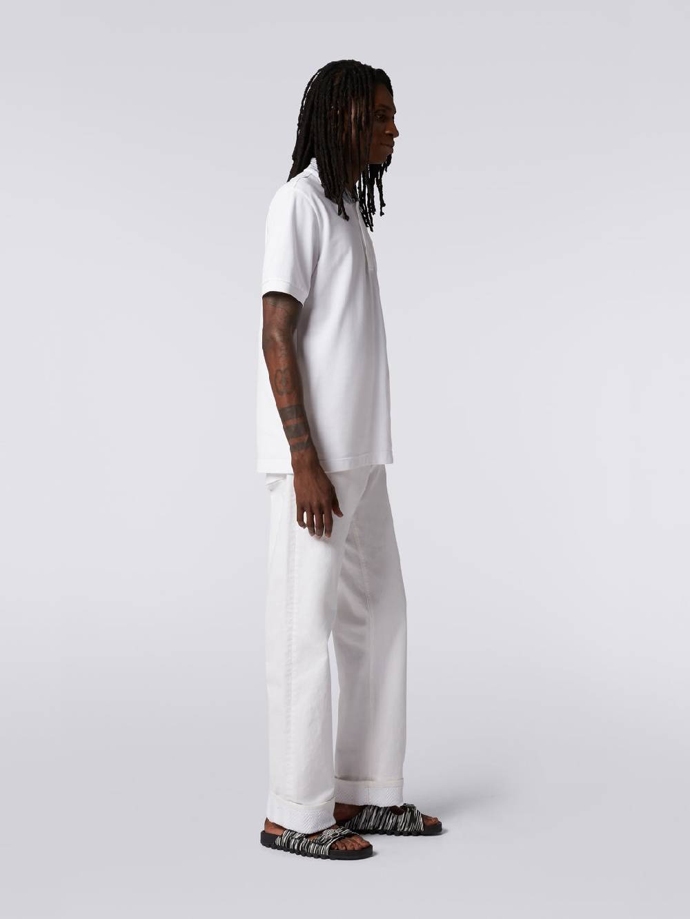 M Missoni Polo In Cotone Con Colletto Fiammato E Scritta Logo