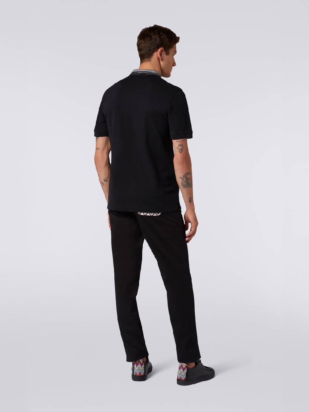 M Missoni Polo In Cotone Con Colletto Fiammato E Scritta Logo