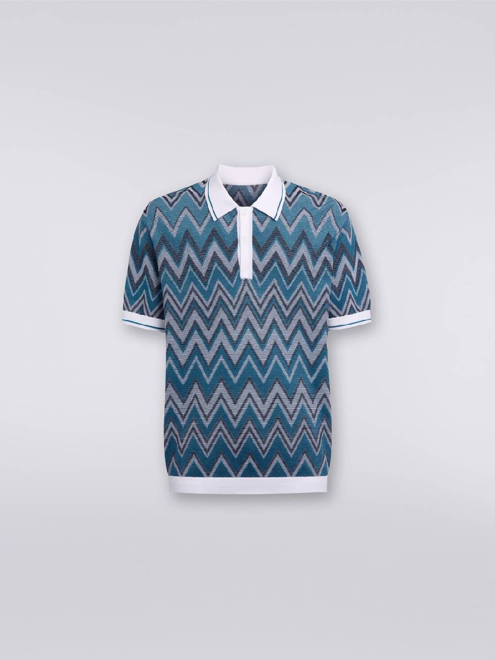 M Missoni Polo In Maglia Zig Zag Con Dettagli Tinta Unita