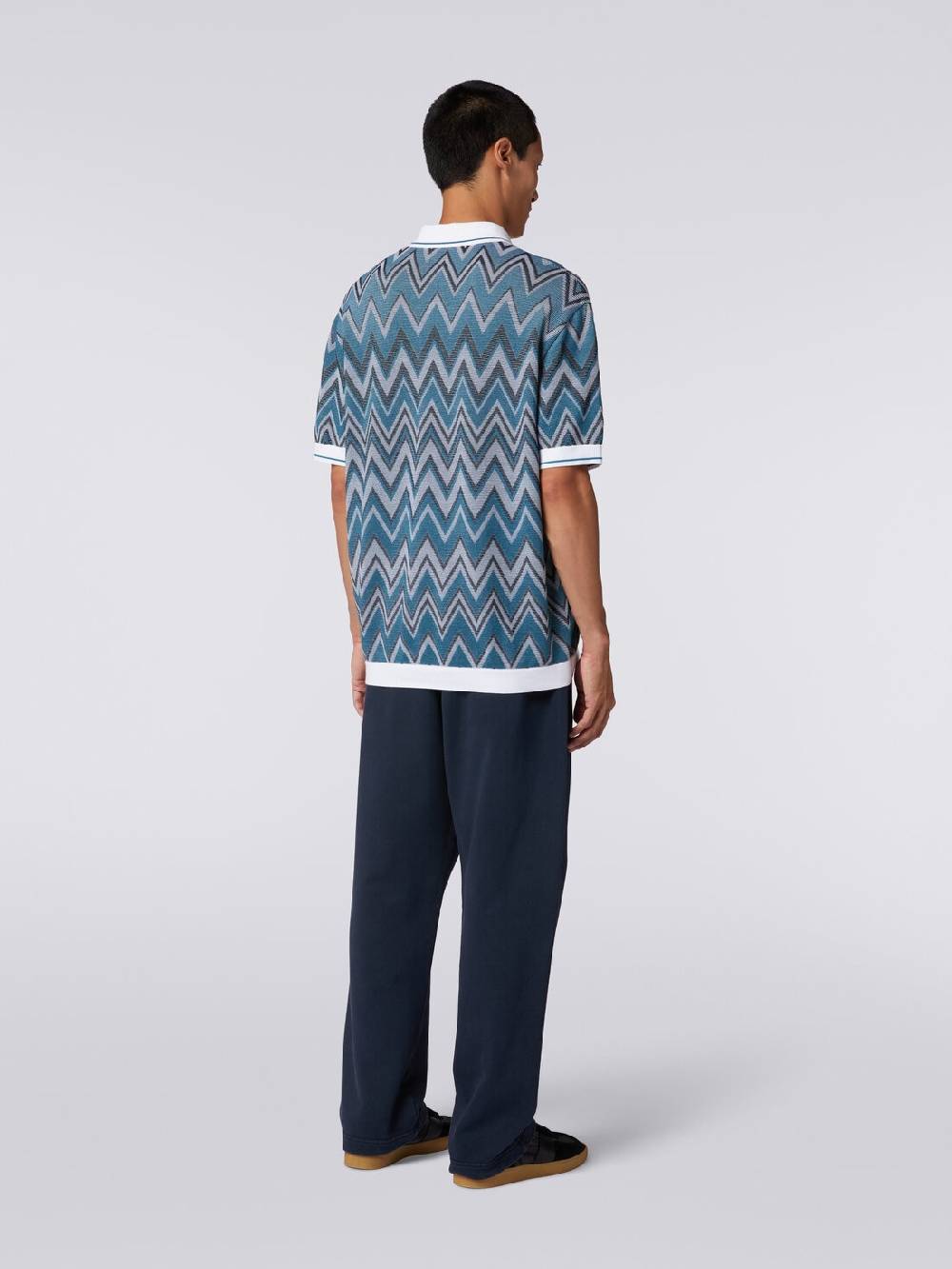 M Missoni Polo In Maglia Zig Zag Con Dettagli Tinta Unita