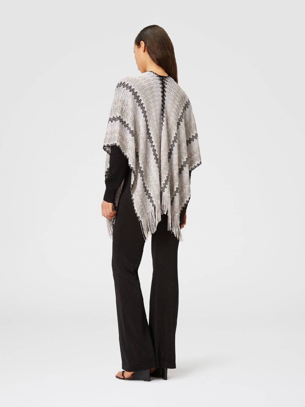 M Missoni Poncho In Maglia Di Misto Viscosa Con Motivo A Onde E Frange