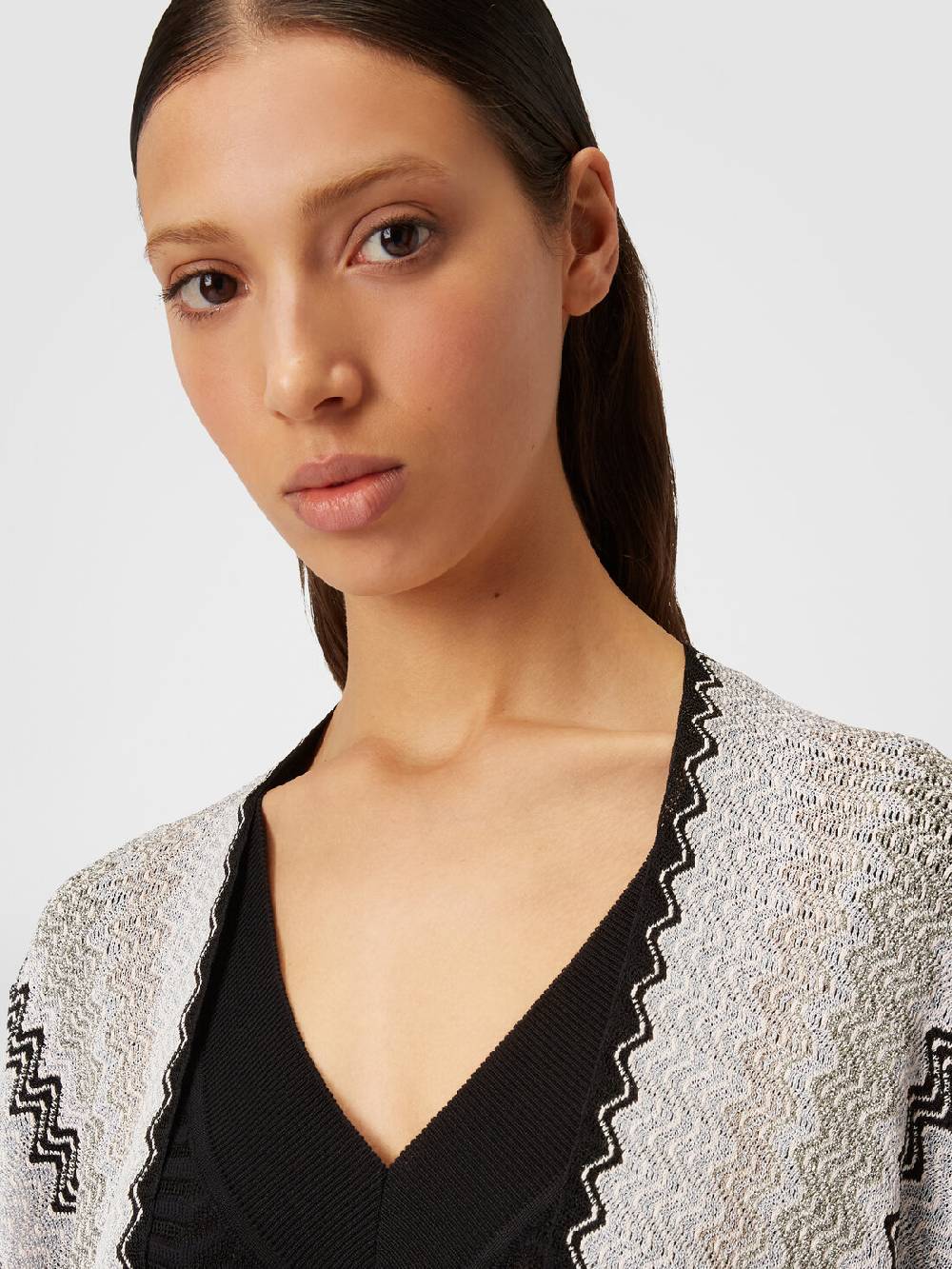 M Missoni Poncho In Maglia Di Misto Viscosa Con Motivo A Onde E Frange