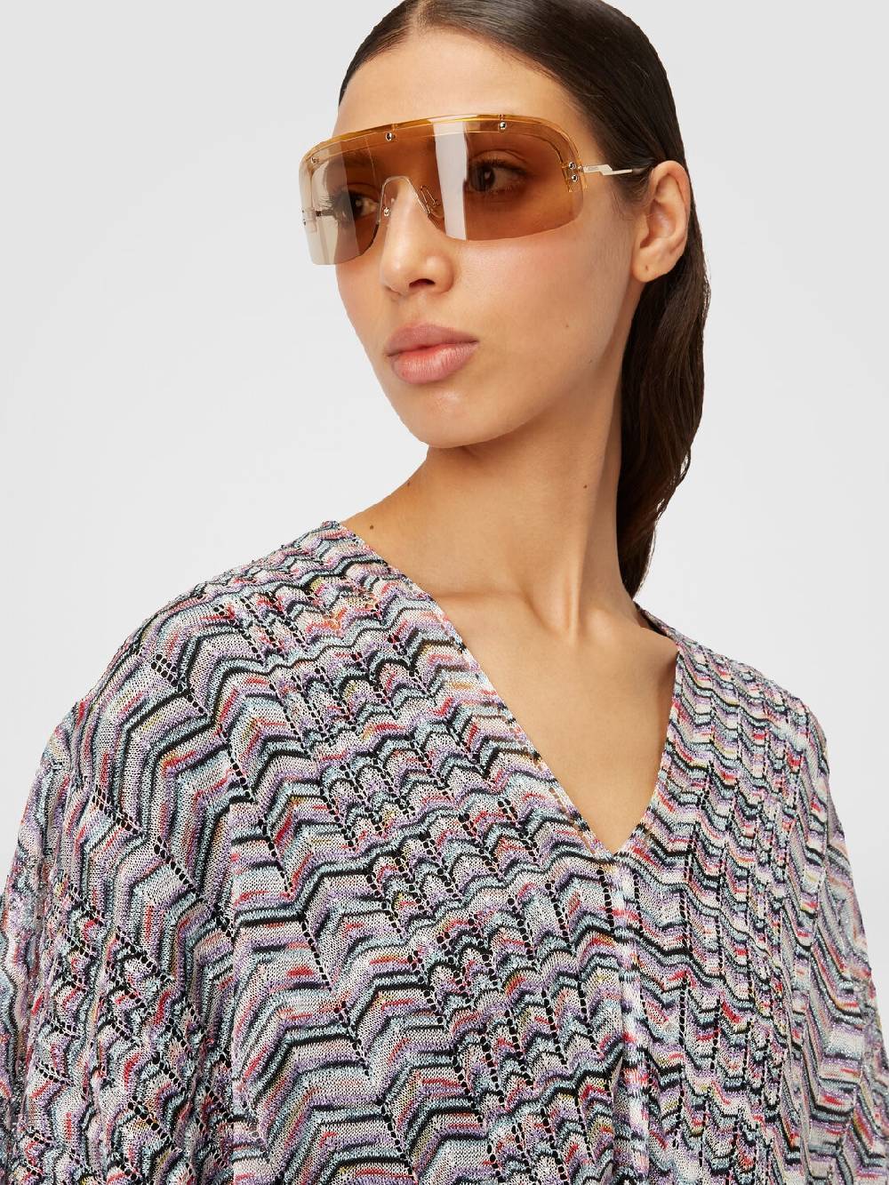 M Missoni Poncho In Maglia Di Viscosa E Cotone Chevron