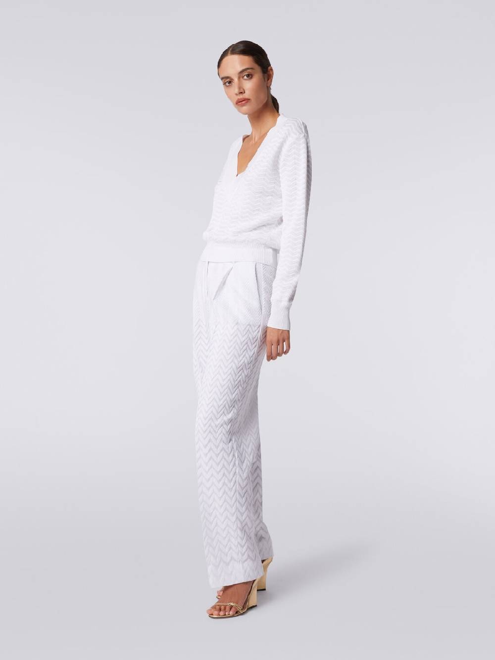 M Missoni Pullover Con Scollatura A V In Maglia Zig Zag