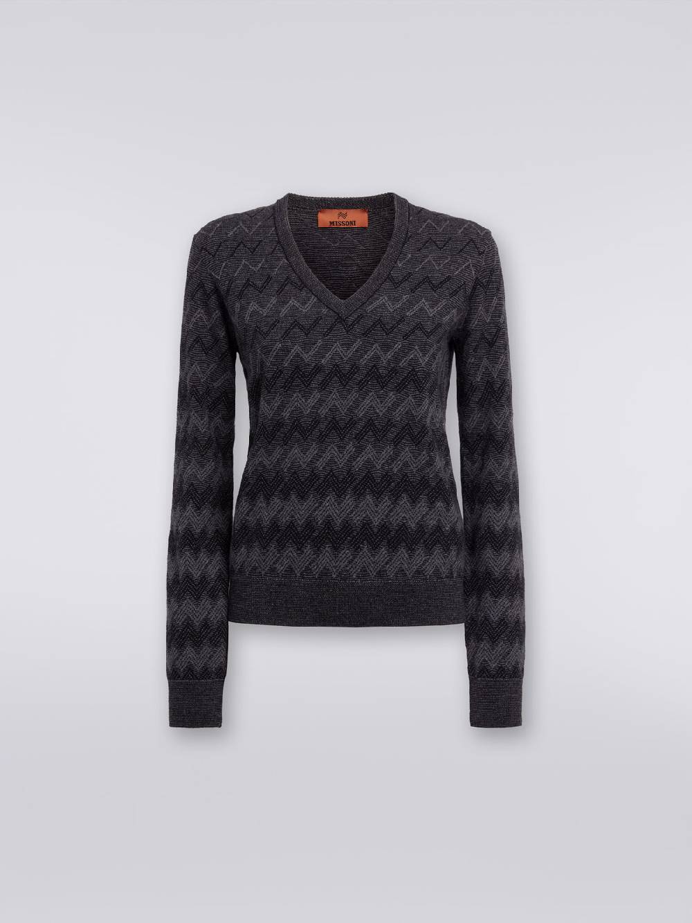 M Missoni Pullover Con Scollo A V In Cachemire Con Zig Zag
