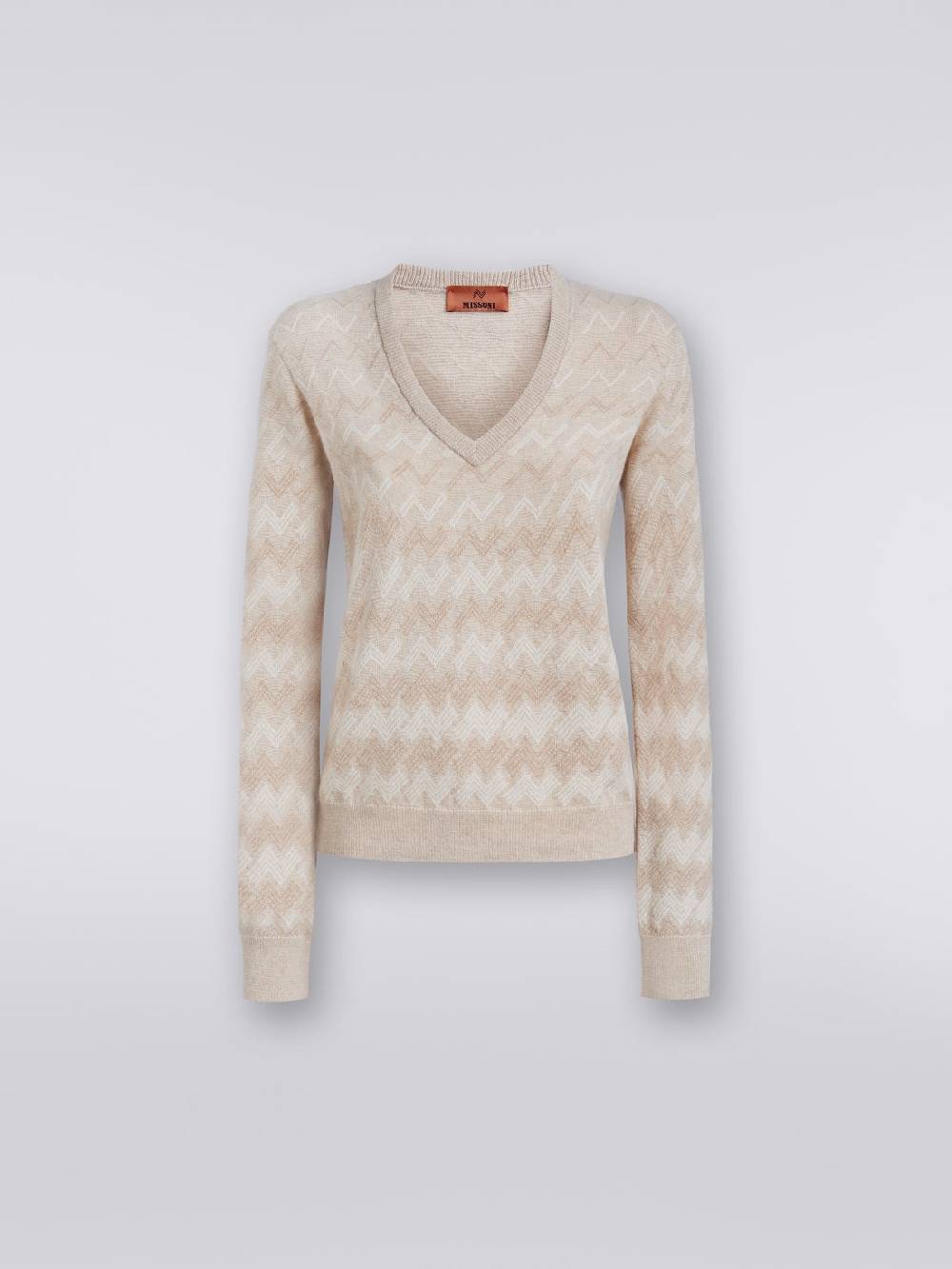 M Missoni Pullover Con Scollo A V In Cachemire Con Zig Zag