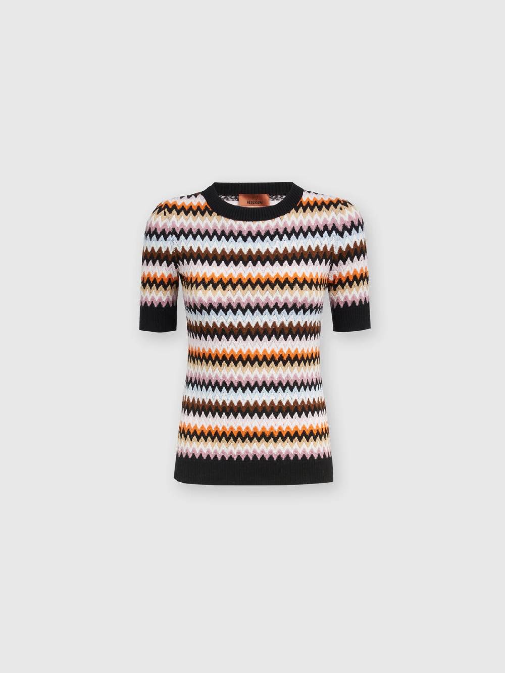 M Missoni Pullover Girocollo A Maniche Corte In Lana Zig Zag