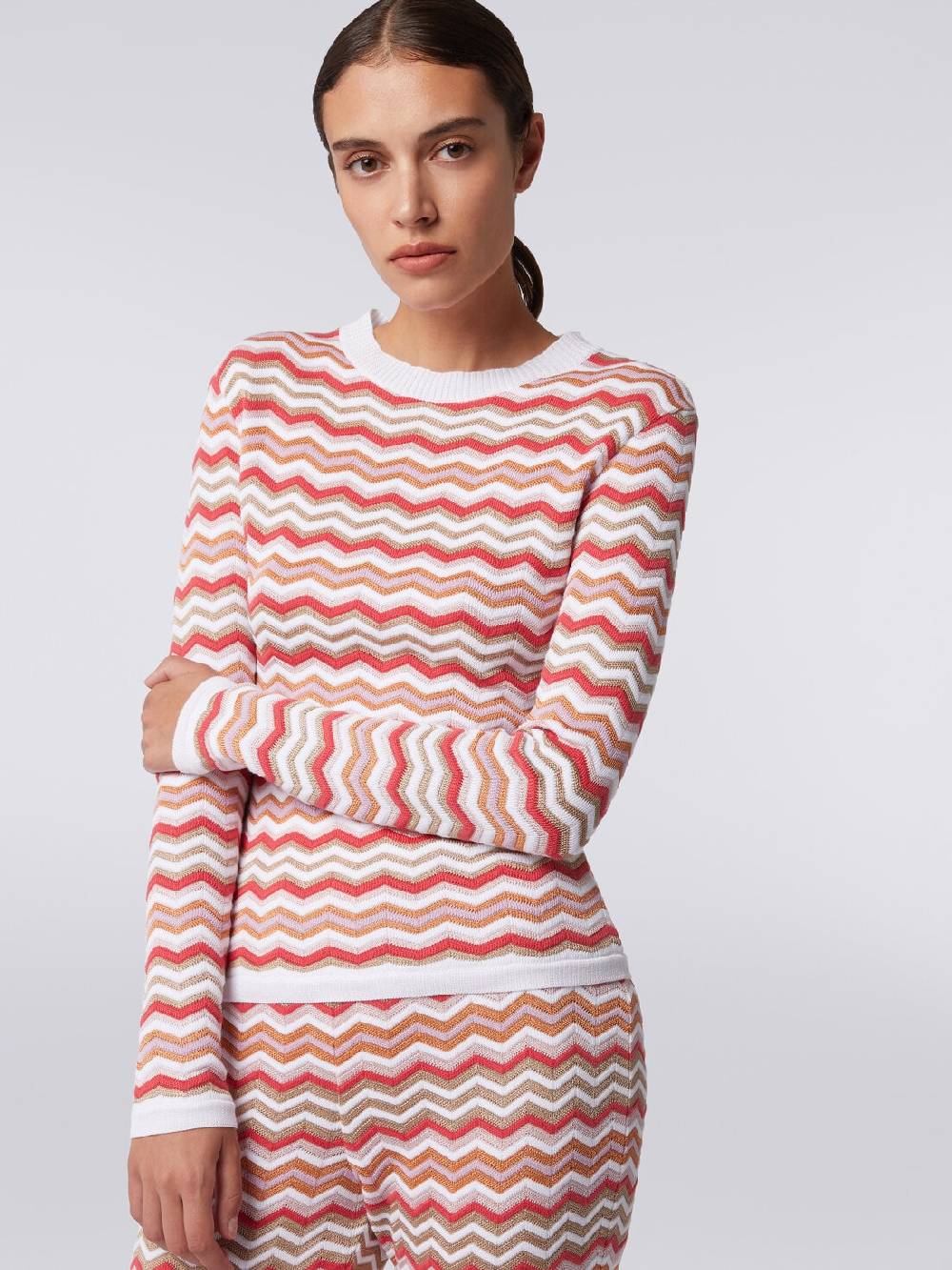 M Missoni Pullover Girocollo In Cotone E Viscosa Zig Zag