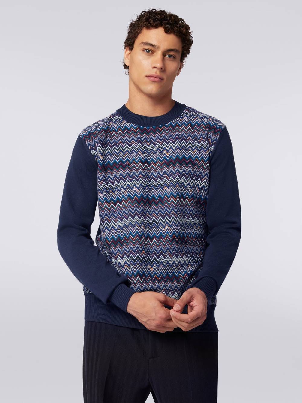 M Missoni Pullover Girocollo In Cotone, Seta E Viscosa Chevron
