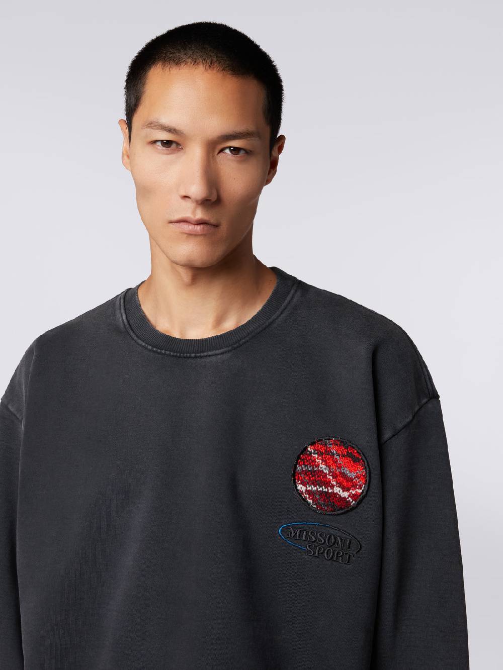 M Missoni Pullover Girocollo In Felpa Di Cotone Con Inserto In Maglia