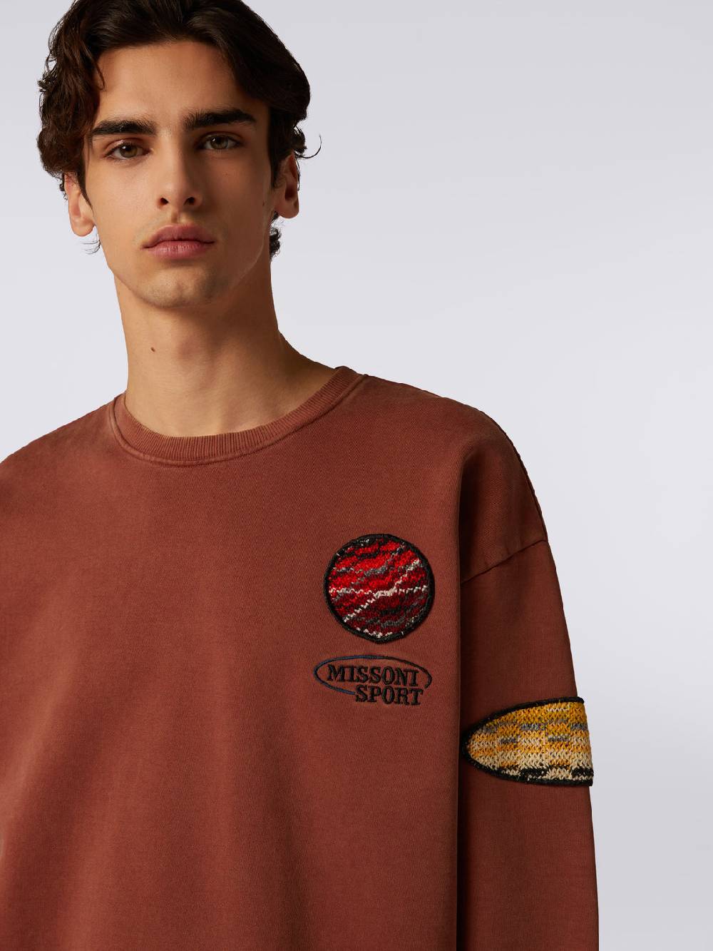 M Missoni Pullover Girocollo In Felpa Di Cotone Con Inserto In Maglia